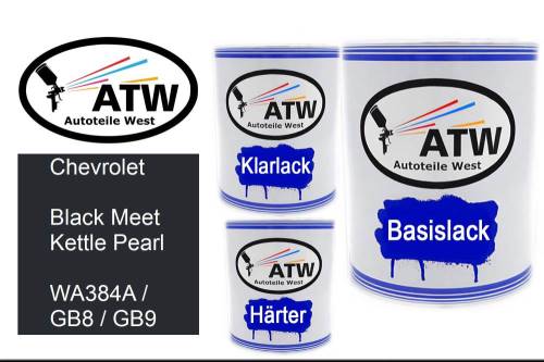 Chevrolet, Black Meet Kettle Pearl, WA384A / GB8 / GB9: 1L Lackdose + 1L Klarlack + 500ml Härter - Set, von ATW Autoteile West.